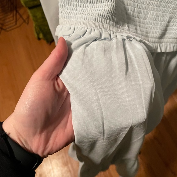 Bohen Smocked Mini Dress in Baby Blue. - Picture 3 of 3